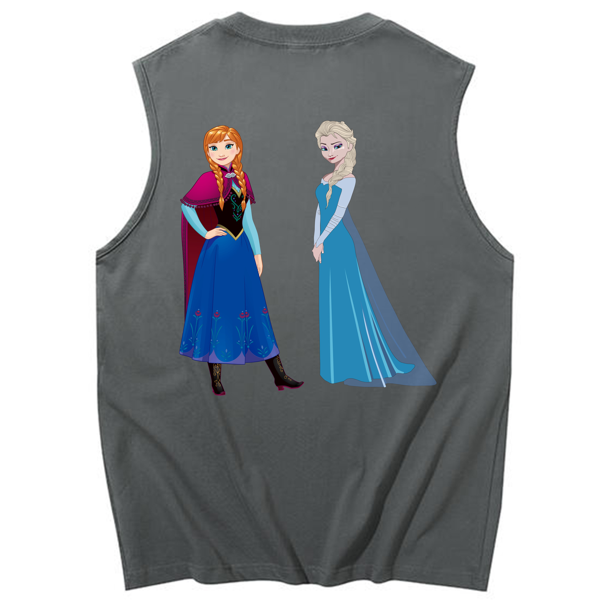 （画像用） アナと雪の女王 アンナ エルサ Frozen Anna Elsa コットン100％タンクトップ（背面プリント）